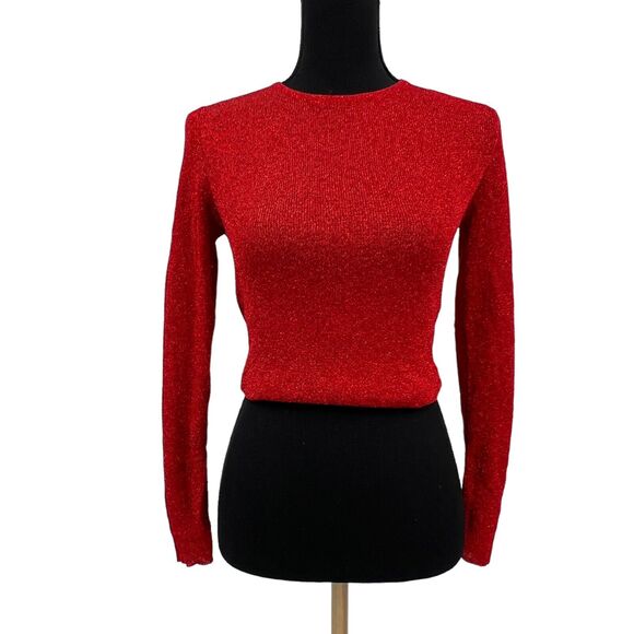 Vintage Paul Harris Metallic Red Long Sleeve Sweater Medium Holiday Christmas - Picture 5 of 8